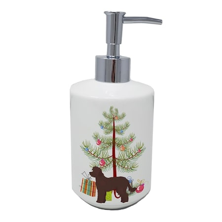 Carolines Treasures 7 x 3.5 in. Whoodle No.1 Christmas Tree Ceramic Soap Dispenser CK3880SOAP